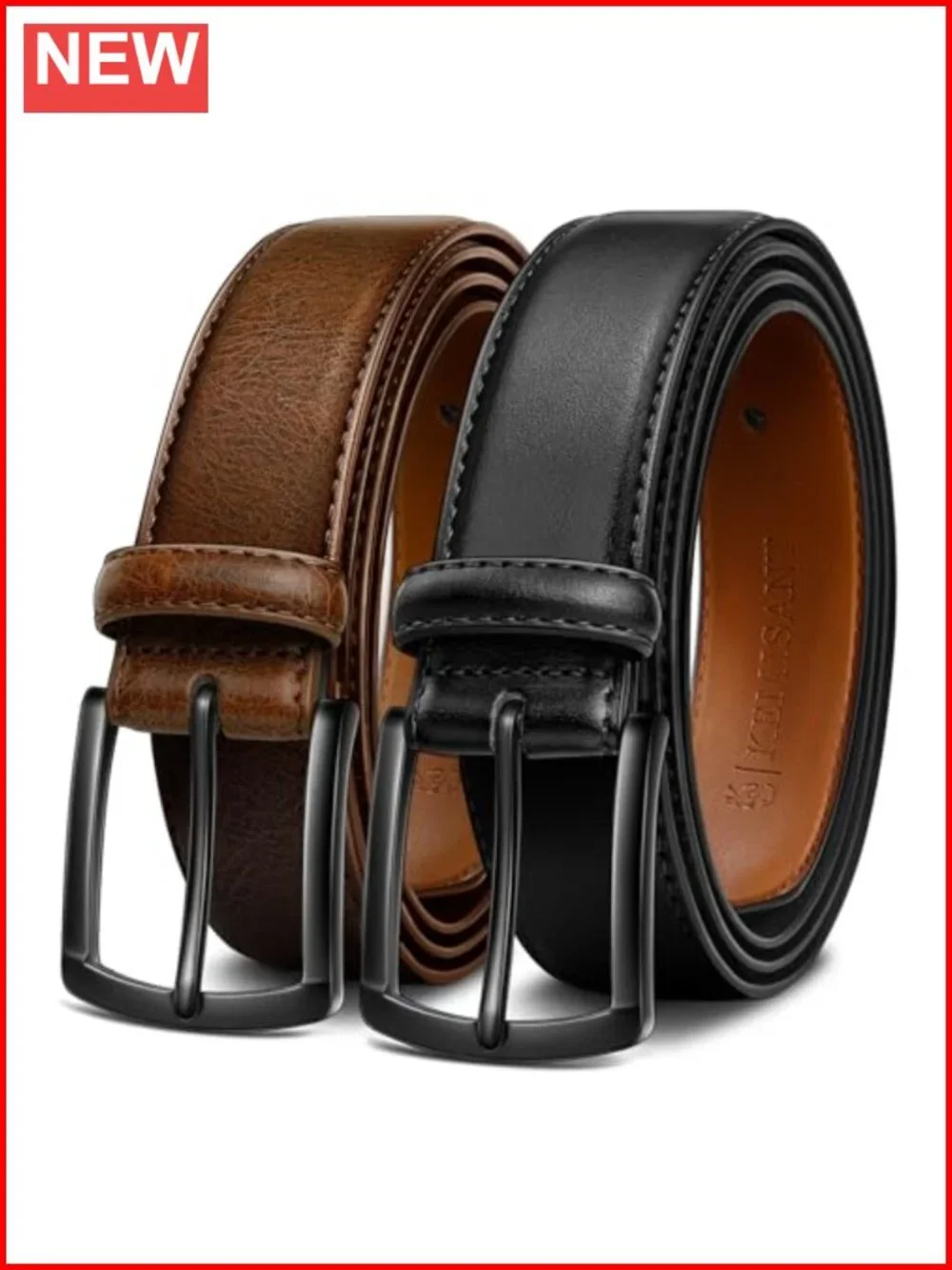 2pk Genuine Leather Belt Dress Casual Golf Jeans 1 3/8